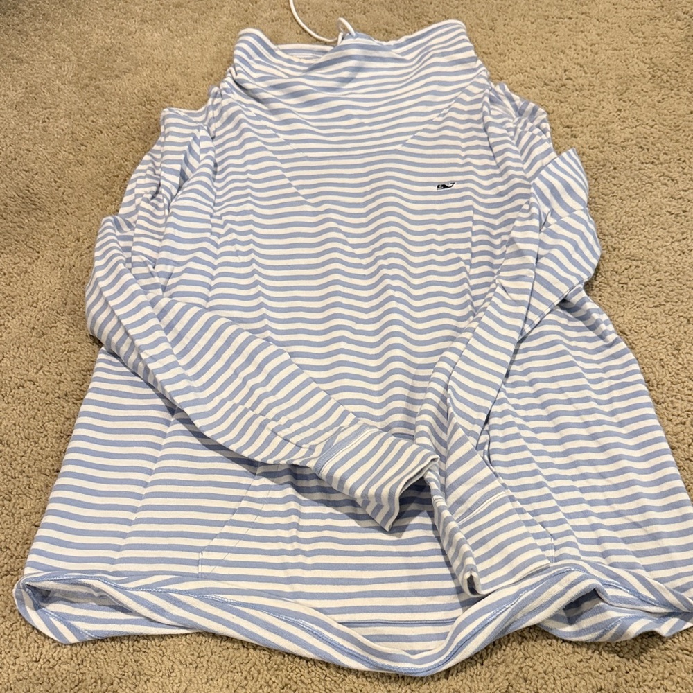 Vineyard Vines Light Blue & White Striped Turtleneck Long Sleeve